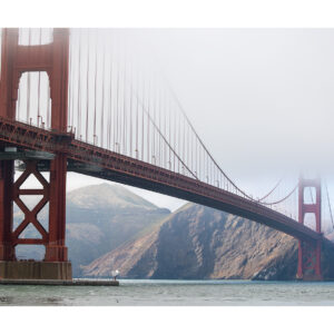 Golden gate in fog