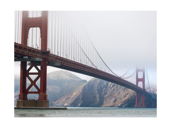 Golden gate in fog